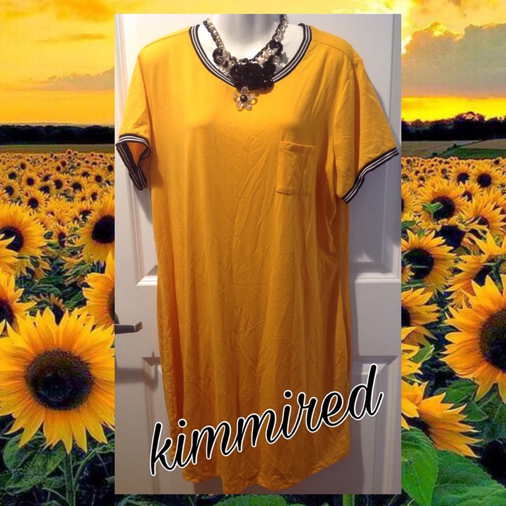 🆕Forever 21 Yellow Varsity Shirt Dress ~ 2X ~NWOT - Picture 1 of 4